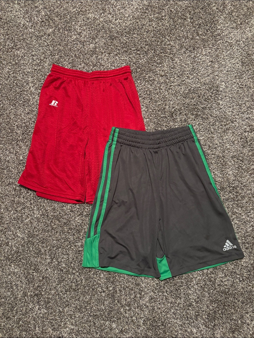 2 for 1 Boys Athletic/Basketball Shorts Adidas + Russell Medium 10/12